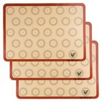 Silicone Macaron Baking Mat - Set of 3 Half Sheet (Thick & Large 11 5/8" x 16 1/2") - Non Stick Silicon Liner for Bake Pans & Rolling - Macaroon/Pastry/Cookie Making - Professional Grade Nonstick