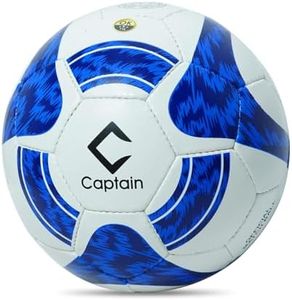 Captain Premier 5 Size Football Hand Stitched for Artificial Turf,Grass Court,Hard Court Football,Synthetic Rubber Compound Soccer Ball- Size: 5 (White & Blue)