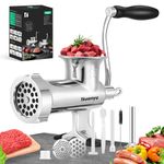 Huanyu Meat Grinder Manual Stainless Steel Hand Meat Grinder and Sausage Maker Manual Meat Mincer Dishwasher-Safe Meat Mincer Grinder Size 10