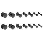 AllerPierce 14PCS 7 Pairs Black Stud Earrings For Men Women Stainless Steel Ears Plugs Screw Earring Studs Set 2mm-10mm