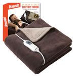 The Essentials Wardrobe Electric Throw Blanket Soft Cosy Heated Large Fleece Over blanket with Auto Off Timer 3 Heat Settings Detachable Controller & Machine Washable Coffee 160x120cm