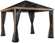 Sojag Outdoor 8' x 8' Sanibel Hardtop Gazebo Outdoor Sun Shelter, Wood Finish