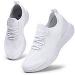 Trainers for Women Lace Up Running Shoes Comfy Tennis Shoes Lightweight Walking Shoes Fashin Mesh Sneaker Ladies Fitness Workout Jogging Shoes White UK/7