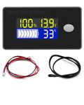 VOKTTA Battery Capacity Voltage Monitor with Alarm and Temperature Sensor -19~80℃ 12V 24V 36V 48V 60V 72V for Lithium battery, Lead-acid Battery