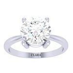 Clara 92.5 Sterling Silver White Gold Plated Round Brilliant Diamond Cut Zirconia Solitaire Ring for Women & Girls