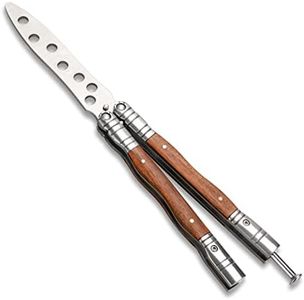 Little World Butterfly Knife - 1 Pack Trainer Practice Tool Steel Metal - Folding Knife Unsharpened with Wood Handle - Training Knife Practicing Flipping Tricks