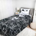 The Nightmare Before Christmas Twin Bedding Set EXPRESSIONS (4 Piece Set, Bed in Bag) Includes Reversible Comforter, Flat Sheet, Fitted Sheet & Pillowcase (Official Disney Product)