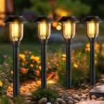 ILANCK Solar Pathway Lights,10 Pack Waterproof LED Solar Lights Outdoor Garden Lights, Auto On/Off Solar Walkway Lights for Yard,Landscape,Pathway,Walkway,Path Black