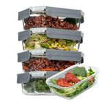 Vtopmart 5 Pack 22oz Glass Food Storage Containers with Lids, Meal Prep Containers, Airtight Lunch Containers Bento Boxes with Snap Locking Lids for Microwave, Oven, Freezer and Dishwasher