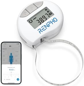 RENPHO Body Measuring Tape, Smart Tape Measure for Weight Loss, Bluetooth Tape with App, Retractable Tape for Measuring Waist, Hip, Bust, Arms, Muscle Gain, Fitness Equipment, 60in /150cm, White