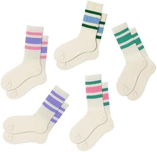 Fszsaa Fun Novelty Retro Striped Crew Socks For Women Sporty Calf Casual Cotton Tube Socks Women