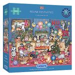 Feline Festivities | 1000 Piece Jigsaw Puzzle | Cats, Christmas Pets | Sustainable Jigsaw Puzzle for Adults | Premium 100% Recycled Board | Great Gift for Adults | Gibsons Games