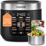 COSORI Rice Cooker 10 Cup, 24h Keep Warm, 18 Functions Fuzzy Logic Rice Maker with Stainless Steel Steamer Basket, Sauté, Slow Cooker, Black