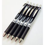 Pentel 5 x BL77 Energel Retractable Ballpoint Pen Black Ink 0.7mm Metal Tip Rubber Handle 5 BL77-A