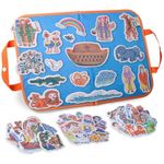 CHEFAN 4 Pack Felt Board Bible Stories Set, Flannel Board Stories Include Noah's Ark, Jonah and The Whale, David and Goliath, The Nativity of Jesus, 50 pcs Precut Flannel Graph Bible Toys for Kids