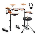 VISIONDRUM Compact Mesh Electronic Drum Set with Headphones and Stool for Kids & Adults by Gear4music, Orange