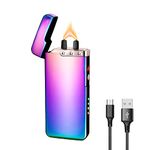 GADATOP Flame Arc Plasma Lighter,Electric Lighter, USB Rechargeable Electric Lighters Windproof Waterproof Lighter with LED Battery Indicator (Black)