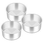 6 Inch Cake Tin Set of 3, Onader Deep Cake Tins Stainless Steel Round Baking Pans, Layer Cake Mould Ideal for Wedding Birthday Christmas Tall Cakes, One Piece Design & Mirror Finished, Dishwasher Safe