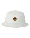 One Size White Adult Smiley Face Embroidered Bucket Cap Dad Hat