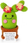 PICKLE BUDDIES Positive Cactus Empowered Woman - Emotional Support Crochet Handmade Emotional Support Crochet Cactus Companion Gifts Positive Cactus Emotional Support Plant