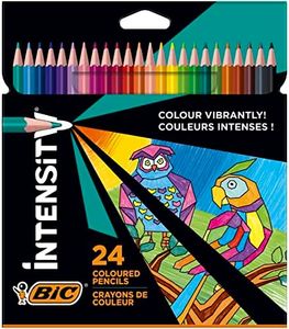 Lápices de colores BIC Intensity, crayones triangulares, lápices de colores para pintar en 24 colores, en estuche de cartón, plomo irrompible y sin madera (el paquete puede variar)
