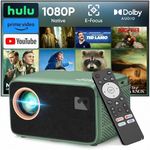 【Netflix Compatible & Dolby Audio】 TMY 4K Smart Projector with Upgraded HiFi Speaker, Real 1080P WiFi 6 Mini Projector with Electric Focus & Auto Keystone, Portable Projecteur for Indoor and Outdoor