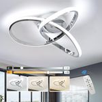 EIDISUNY Led Ceiling Light Dimmable, Modern Led Ceiling Lamp with Remote Control, Minimalist Chrome Ceiling Lights for Bedroom Kitchen LivingRoom Dining Office Hallway - 42W, Silver, 40cm, 3000K-6000K