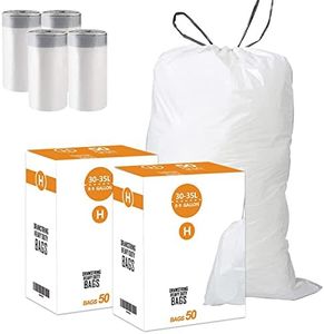 2 Packs(100 Count) Code H 8-9 Gallon Heavy Duty Drawstring Trash Bags Compatible with simplehuman Code H | 1.2 Mil | White Drawstring Garbage Liners 8-9 Gallon/30-35 Liter
