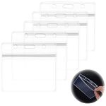 Plastic Card Holder for Lanyard, 5 PCS ID Card Holders, Transparent Id Holder Clear Card Holder Waterproof Name Tag Badge ID Badge Card Double Sided Lanyard Card Holder for Office School