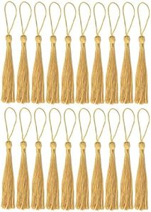 20pcs Silky Handmade Tassels Bookmarks Tassel Craft Floss Tassel with Cord Loop,Gold Bookmark Tassels,Silky Tassels Handmade Bookmarks Pendant for Bookmarks,DIY Craft,Jewelry Making,Home Decor(13cm)