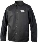 Lincoln Electric K3106-M Traditional Split Leather Sleeved Welding Jacket, Medium, Black