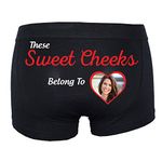 SMARTYPANTS These Sweet Cheeks Personalised Photo Boxers - Novelty Men’s Boxer Shorts Underwear Funny Joke Valentine's Christmas Birthday Machine Washable Present Gift (Large, Black)