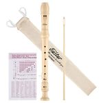 Eastar Soprano Recorder Instrument for Kids Beginners, German Fingering C Key Recorder Instrument 3 Piece with Cleaning Kit, Thumb Rest, Cotton Bag, Fingering Chart, ERS-21GN, Natural, School-Approved