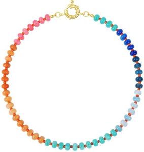 KELORIS PATH Beaded Gemstone Necklaces for Women, Boho Colorful Bead Choker Necklace, Natural Stone Handmade Summer Jewelry for Beach (Confident)