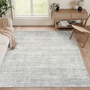 Valenrug Washable Rug - Stain Resistant Area Rugs for Living Room, Non Slip Backing Printed Rugs for Bedroom, Folable Machine Washable Area Rug (Grey, 8'x10')