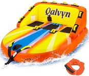 Qalvyn 1-3 Person Inflatable Towable Tubes for Boating – Heavy-Duty Nylon Cover, EVA Foam Pads, Dual Tow Points for Easy Pulling, Patented Speed Valve for Quick Setup