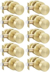 Haidms Brushed Gold Door Knobs Interior, Heavy Duty Zinc-Alloy Privacy Door Knob, Gold Interior Door Knobs for Bedroom & Bathroom, Round Ball Design with Emergency Unlock(10 Pack)