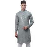 SOJANYA (Since 1958, Men's Pure Cotton Grey Designer ONLY Long Kurta
