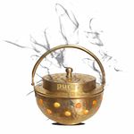 Pure Source India Multipurpose Brass Kapoor Dani, Aroma Diffuser, Incense Burner, Pack of 1(Round)