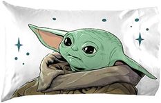 Jay Franco Star Wars The Mandalorian Curious Child 1 Pack Pillowcase - Double-Sided Kids Super Soft Bedding - Features The Child Baby Yoda Grogu