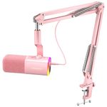 MAONO Dynamic Gaming Microphone: USB/XLR Podcast Mic with Boom Arm, Software, PC Mic for Gamer- Podcast Setup for Streaming, Recording Studio, YouTube Content Creation Online Chat-PD100XS (Pink)