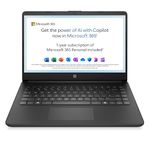 HP 14” Laptop | Intel Celeron N4500 Processor | 4 GB RAM | 64GB eMMC | Intel UHD Graphics | HD Display | 12 hrs battery | Microsoft 365 Personal 12 month included | Windows 11 | Black | 14s-dq3001sa