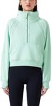 Jomeech Half Zip Sweatshirt Women Cropped (US, Alpha, Large, Regular, Regular, Green)