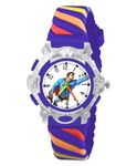 Time Up Analog Dial Glowing Disco Light,Rainbow Color Strap & Cartoon Character Display Watch for Kids (Age:3-10 Years)-VSP-Y (Superman-Navy)