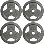 Yes4All Tri-Grip Handles Olympic Weight Plates/Cast Iron Weight Plates, Suitable for Barbell Exercises, Strength, Flexibility Training - 45LB (Set 4pcs)