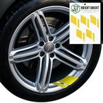 Reflective Wheel Strips Rim Stickers, 5 Sets Yellow Reflective Stickers for Car Rims with 3M Retro-Reflective Rim Tape Vinyl, by Bright Knight Decals