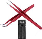 SIVOTE Eyelash Extension Tweezers for Classic & Volume Lashes, 2-Pack, Red