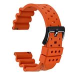 WOCCI 20mm Ventilated Fluororubber Watch Band for Men (Not Silicone), Black Polished Buckle (Pumpkin Orange)