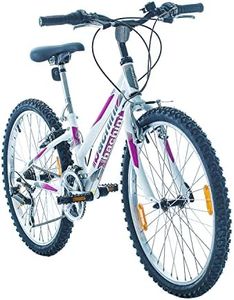 Probike Adventure 24 Pouces VTT Shimano 18 Vélos Filles et Garçons, Convient de 130-155 cm (Blanc Rose Brillant)