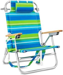 Backpack Beach Chairs for Adults Capacity 300 LBS Low 5 Position Beach Chair with Pouch Straps Folding Lightweight Reclining Aluminum Wide Lay Flat Single